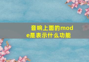 音响上面的mode是表示什么功能