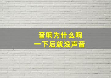 音响为什么响一下后就没声音