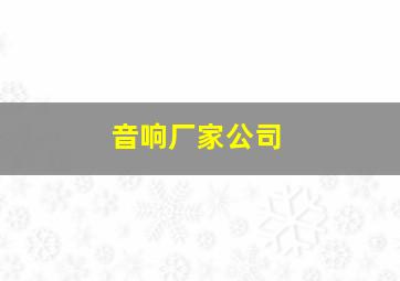 音响厂家公司