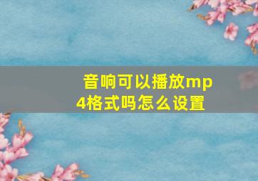 音响可以播放mp4格式吗怎么设置