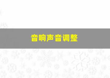 音响声音调整