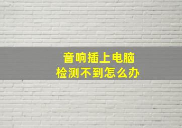 音响插上电脑检测不到怎么办