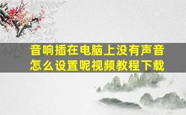 音响插在电脑上没有声音怎么设置呢视频教程下载