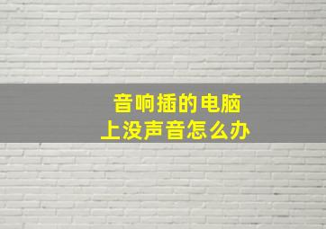 音响插的电脑上没声音怎么办