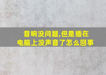 音响没问题,但是插在电脑上没声音了怎么回事