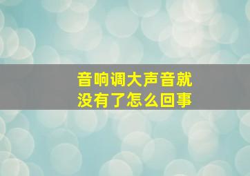 音响调大声音就没有了怎么回事