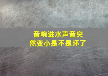 音响进水声音突然变小是不是坏了