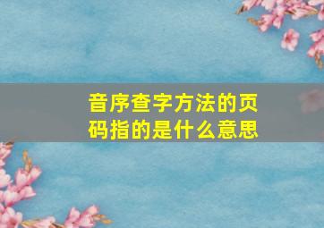 音序查字方法的页码指的是什么意思