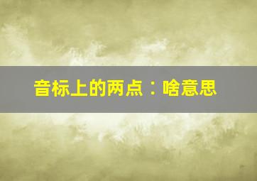 音标上的两点∶啥意思