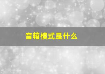 音箱模式是什么