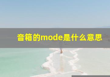 音箱的mode是什么意思