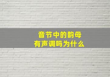 音节中的韵母有声调吗为什么