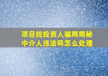 项目找投资人骗局揭秘中介人违法吗怎么处理