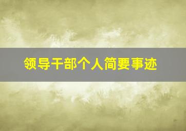 领导干部个人简要事迹