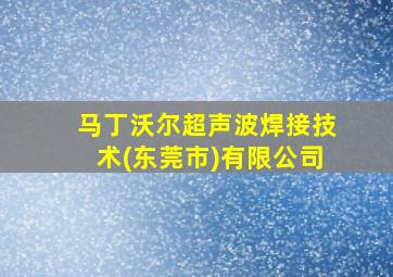 马丁沃尔超声波焊接技术(东莞市)有限公司