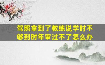 驾照拿到了教练说学时不够到时年审过不了怎么办