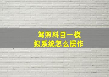 驾照科目一模拟系统怎么操作