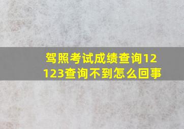 驾照考试成绩查询12123查询不到怎么回事