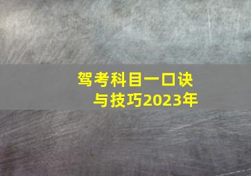 驾考科目一口诀与技巧2023年