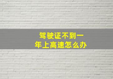 驾驶证不到一年上高速怎么办