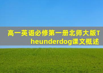 高一英语必修第一册北师大版Theunderdog课文概述