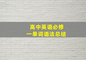 高中英语必修一单词语法总结