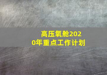 高压氧舱2020年重点工作计划