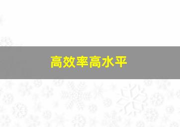 高效率高水平