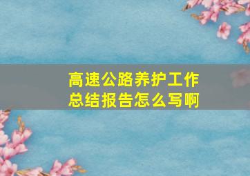 高速公路养护工作总结报告怎么写啊