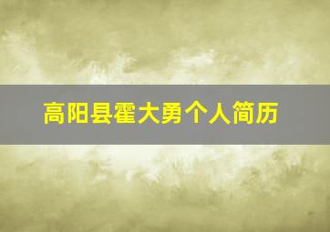 高阳县霍大勇个人简历