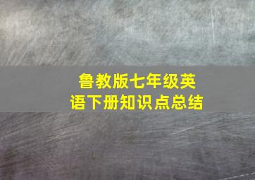 鲁教版七年级英语下册知识点总结