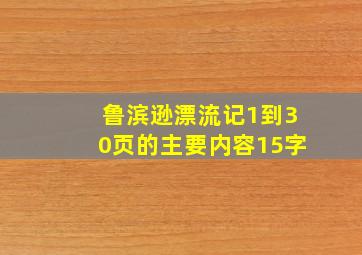 鲁滨逊漂流记1到30页的主要内容15字