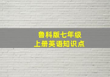 鲁科版七年级上册英语知识点