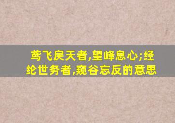 鸢飞戾天者,望峰息心;经纶世务者,窥谷忘反的意思