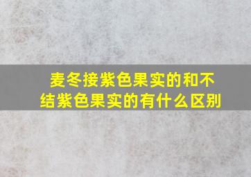 麦冬接紫色果实的和不结紫色果实的有什么区别