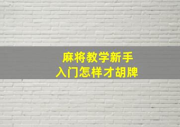 麻将教学新手入门怎样才胡牌