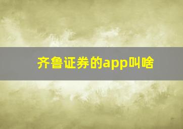 齐鲁证券的app叫啥