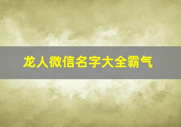 龙人微信名字大全霸气