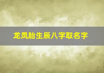 龙凤胎生辰八字取名字