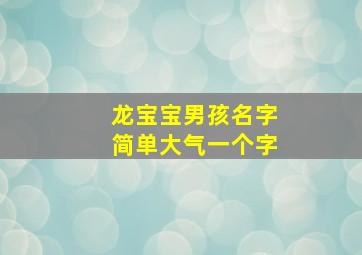 龙宝宝男孩名字简单大气一个字