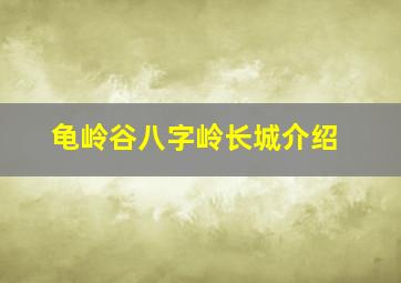 龟岭谷八字岭长城介绍