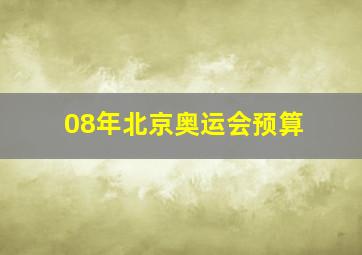 08年北京奥运会预算