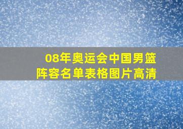 08年奥运会中国男篮阵容名单表格图片高清