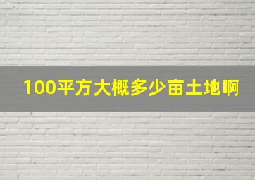 100平方大概多少亩土地啊