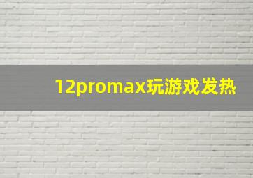 12promax玩游戏发热