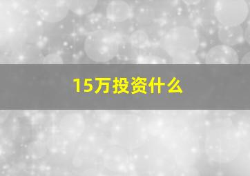 15万投资什么