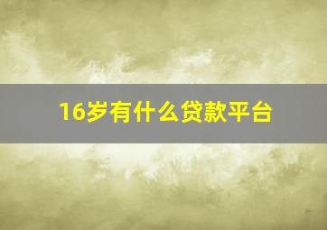 16岁有什么贷款平台