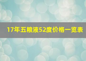 17年五粮液52度价格一览表