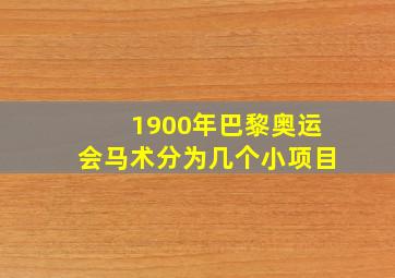 1900年巴黎奥运会马术分为几个小项目