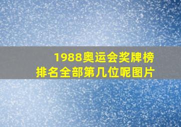 1988奥运会奖牌榜排名全部第几位呢图片